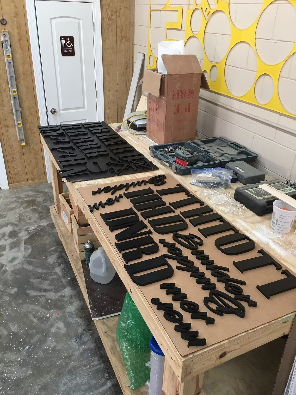 Dimensional letters and components in finishing