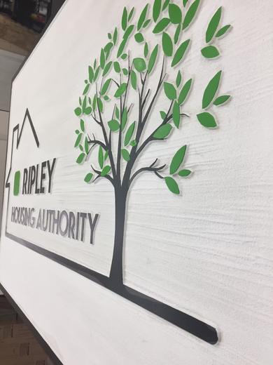 Interior dimensional logo and wall lettering