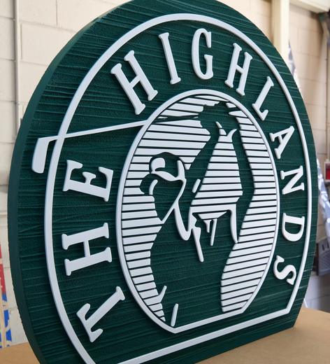 Round golf-club logo sign
